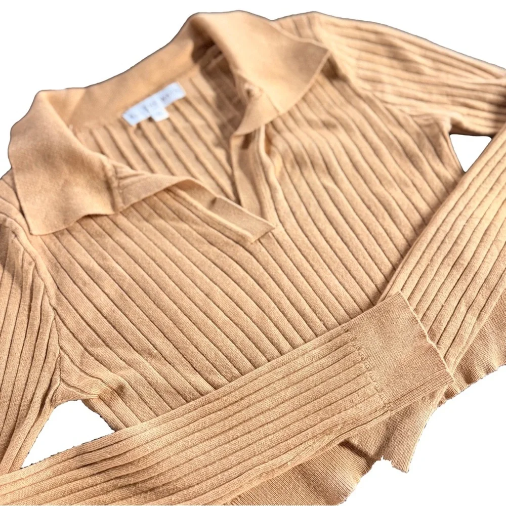 All The Ways Angela Crop Long-Sleeve Sweater Top in Tan Women’s Size Medium - Picture 3 of 6